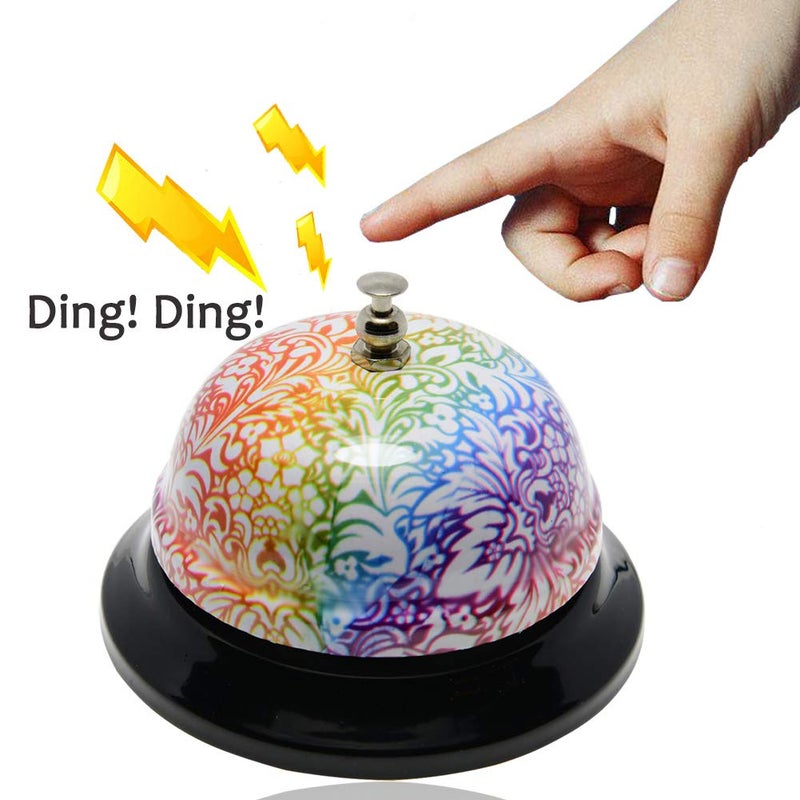 WEKOIL Call Bell Floral Desk Service Bell Customer Ding Bell for Restaurant Hotel Room Kitchen Party Office Elderly Teachers Chef Large Flower Bell,3.35 inch - Image 3